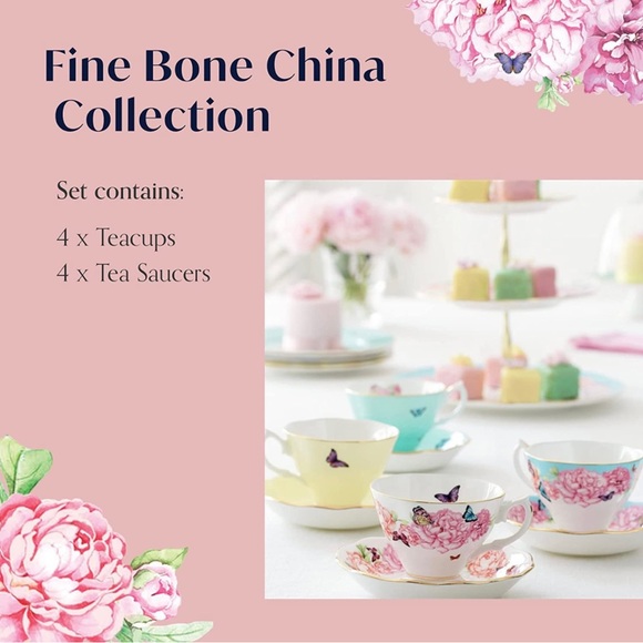 HOST PICK⭐️Royal Albert Miranda Kerr Teacup & Saucer Set 💖 Fine Bone China NIB - Picture 4 of 16